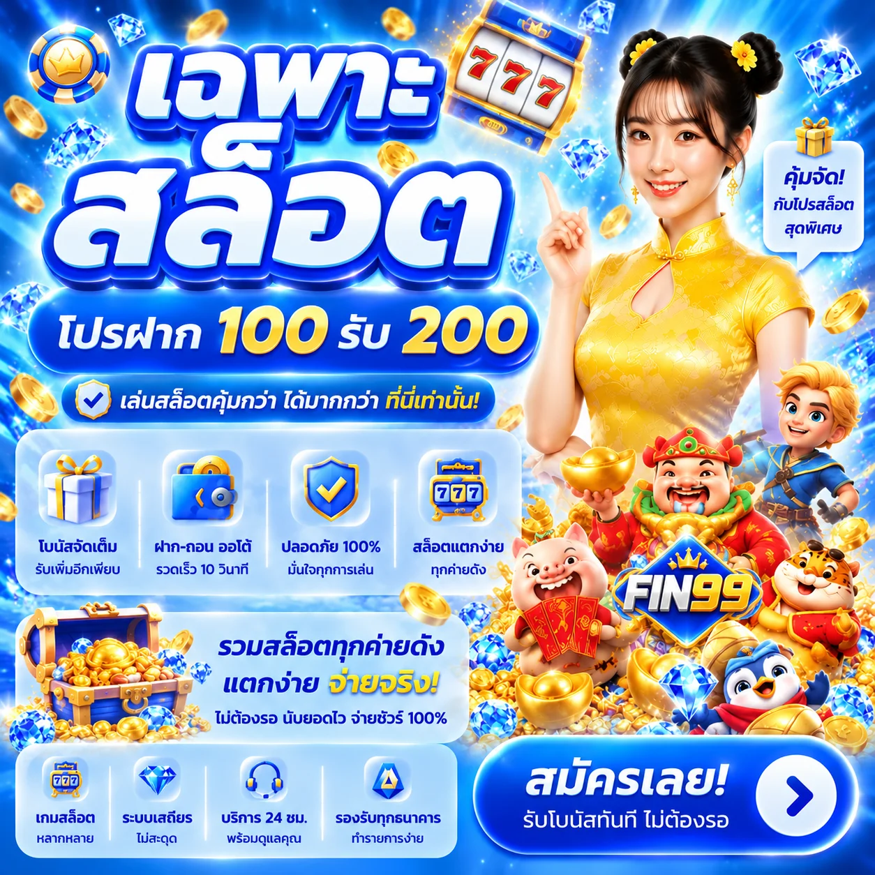 FIN99 สล็อตและโปรโมชั่นสำหรับผู้ใช้ใหม่